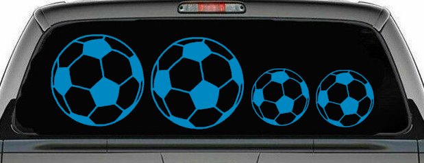 Soccer Ball Stick Family Car or Truck Window Decal Sticker (Blue)