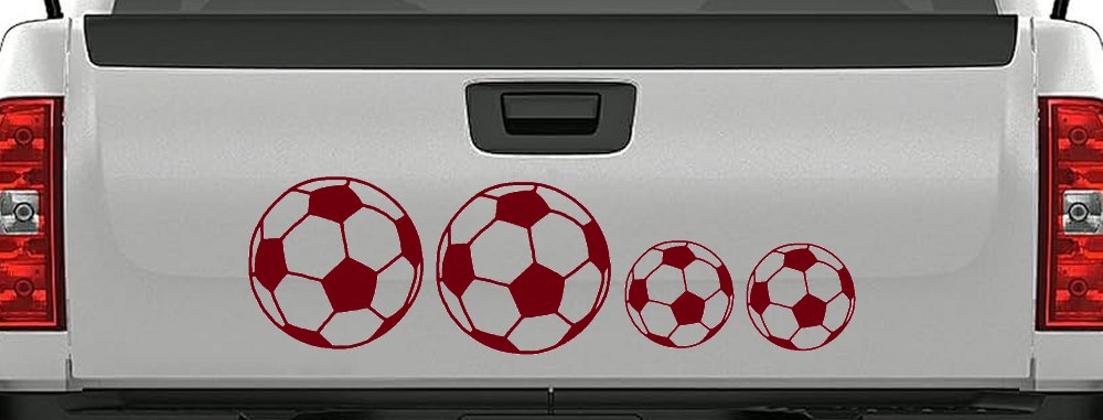 Soccer Ball Stick Family Car or Truck Window Decal Sticker (Burgundy)