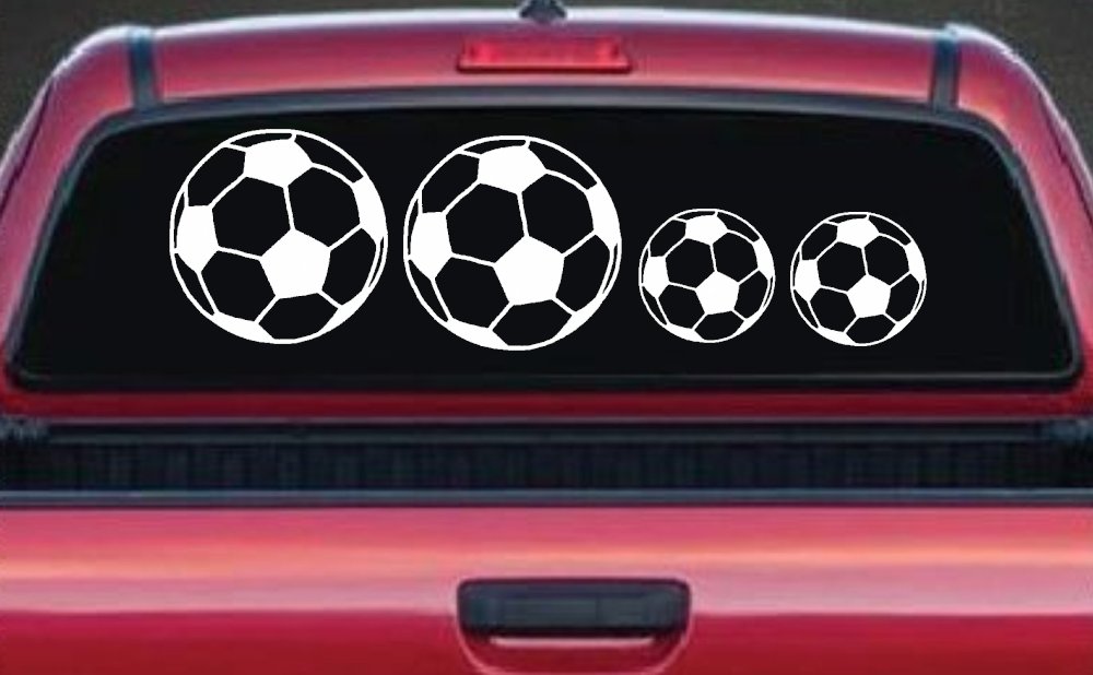 Soccer Ball Stick Family Decal Car Truck Window Vinyl Sticker Fun (White)
