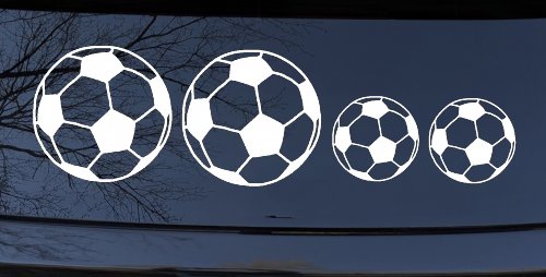 Soccer Ball Stick Family Car or Truck Window Decal Sticker (White)