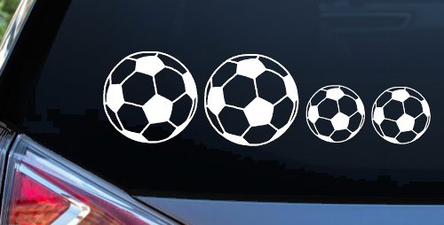 Soccer Ball Stick Family Car or Truck Window Decal Sticker (White)