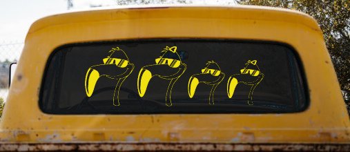 Flamingo Stick Family Car or Truck Window Decal Sticker (Yellow)