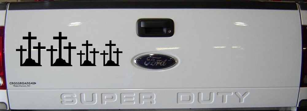 Christian 3 Crosses Stick Family Car or Truck Window Decal Sticker (Black)