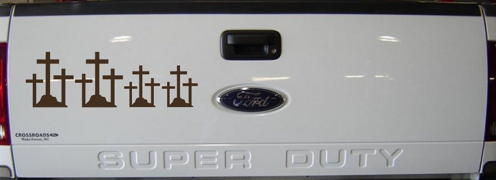 Christian 3 Crosses Stick Family Car or Truck Window Vinyl Decal Sticker (Brown)