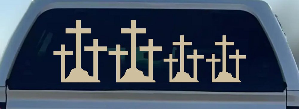 Christian 3 Crosses Stick Family Car or Truck Window Decal Sticker
