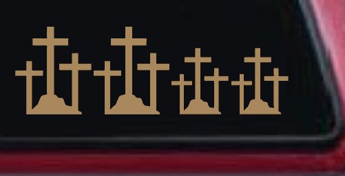 Christian 3 Crosses Stick Family Car or Truck Window Vinyl Decal Sticker (Light Brown)