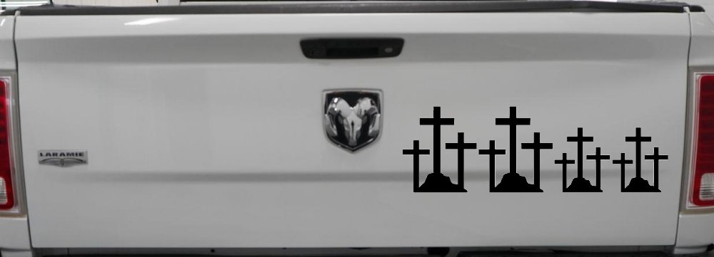 Christian 3 Crosses Stick Family Car or Truck Window Decal Sticker (Matte Black)