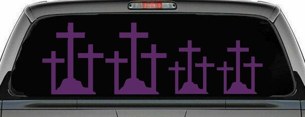 Christian 3 Crosses Stick Family Car or Truck Window Decal Sticker