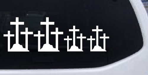 Christian 3 Crosses Stick Family Car or Truck Window Decal Sticker