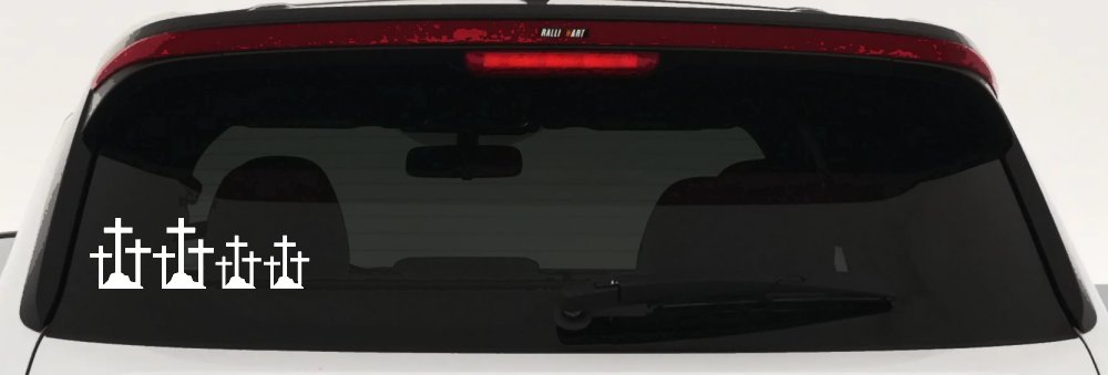 Christian 3 Crosses Stick Family Car or Truck Window Decal Sticker