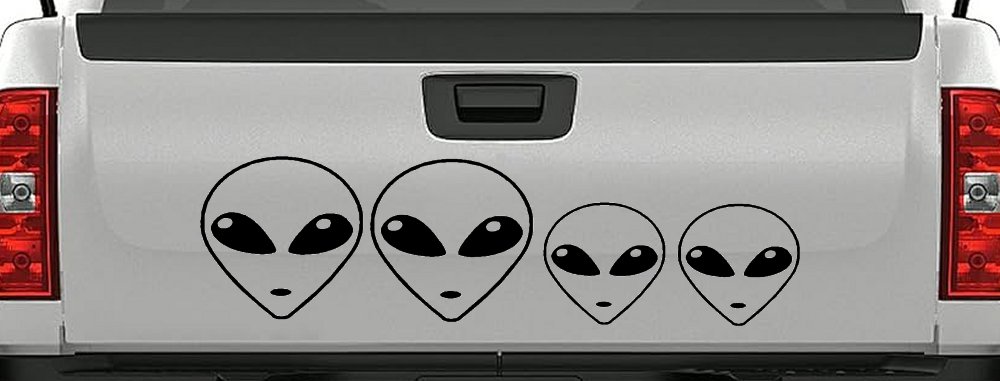 Alien Stick Family Car or Truck Window Decal Sticker (Black)