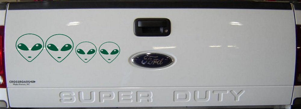 Alien Stick Family Decal for Car & Truck Windows - Vinyl Sticker (Dark Green)