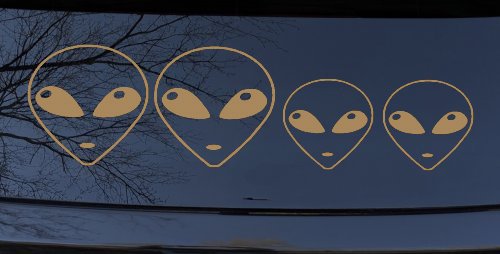 Alien Stick Family Car or Truck Window Decal Sticker (Light Brown)