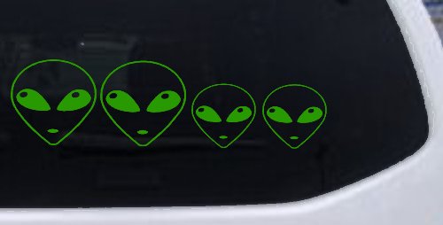 Alien Stick Family Decal for Car & Truck Windows - Vinyl Sticker (Lime)