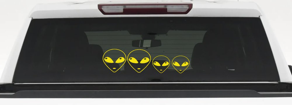 Alien Stick Family Car or Truck Window Decal Sticker (Yellow)