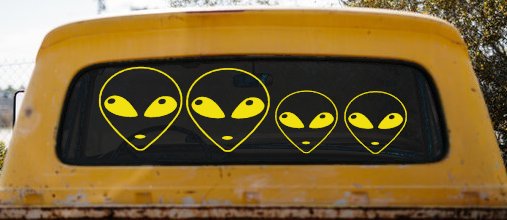 Alien Stick Family Car or Truck Window Decal Sticker (Yellow)