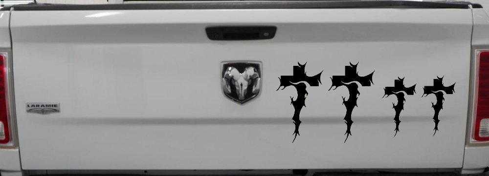 Christian Tribal Cross Stick Family Car or Truck Window Decal Sticker (Black)