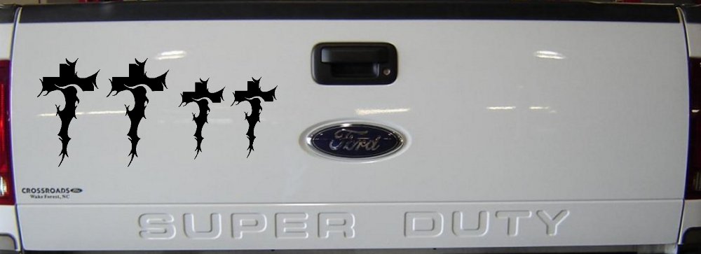 Christian Tribal Cross Stick Family Car or Truck Window Decal Sticker (Black)