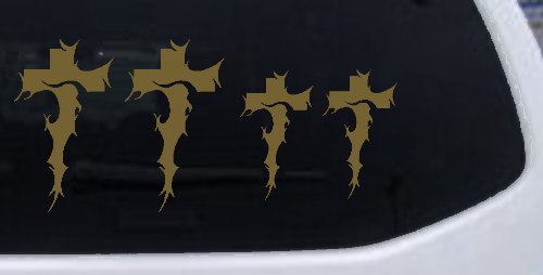 Christian Tribal Cross Stick Family Car Truck Window Vinyl Decal Sticker (Gold)