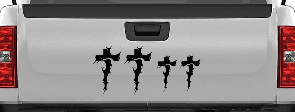 Christian Tribal Cross Stick Family Car Truck Window Vinyl Decal Sticker (Matte Black)