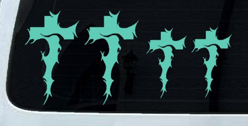 Christian Tribal Cross Stick Family Car or Truck Window Decal Sticker (Mint)
