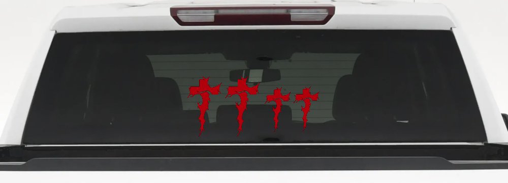 Christian Tribal Cross Stick Family Car or Truck Window Decal Sticker (Red)