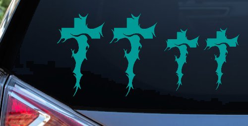 Christian Tribal Cross Stick Family Car or Truck Window Decal Sticker (Turquoise)