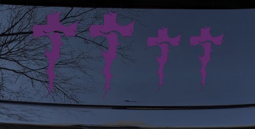 Christian Tribal Cross Stick Family Car or Truck Window Decal Sticker (Violet)