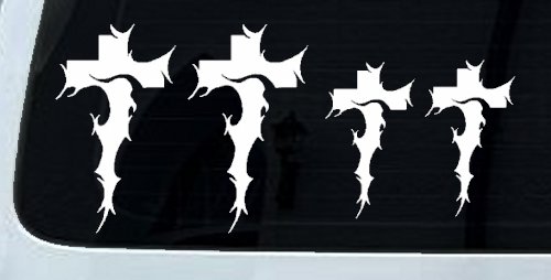 Christian Tribal Cross Stick Family Car or Truck Window Decal Sticker (White)