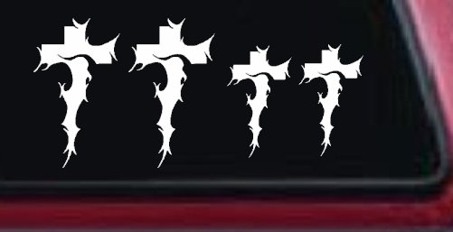 Christian Tribal Cross Stick Family Car or Truck Window Decal Sticker (White)