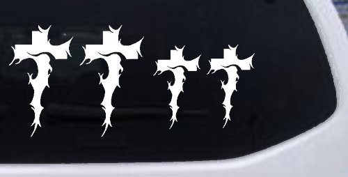 Christian Tribal Cross Stick Family Car or Truck Window Decal Sticker (White)