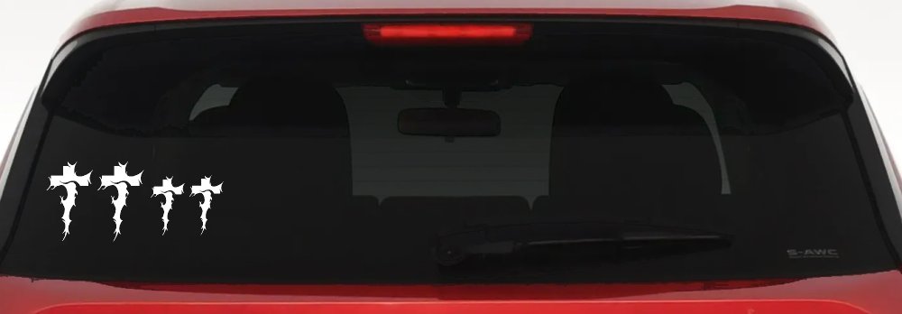 Christian Tribal Cross Stick Family Car or Truck Window Decal Sticker (White)