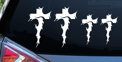 Christian Tribal Cross Stick Family Car Truck Window Vinyl Decal Sticker (White)