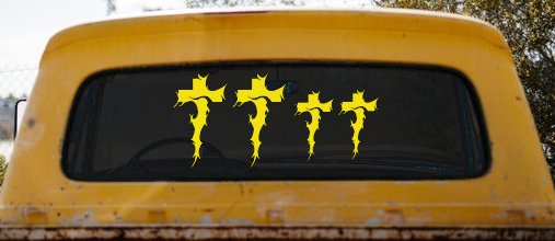 Christian Tribal Cross Stick Family Car or Truck Window Decal Sticker (Yellow)