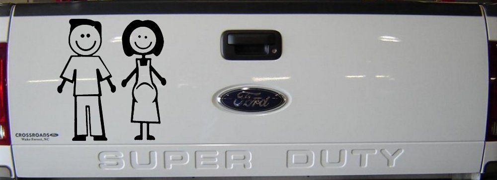 Expecting Family Stick Family Car or Truck Window Decal Sticker (Black)