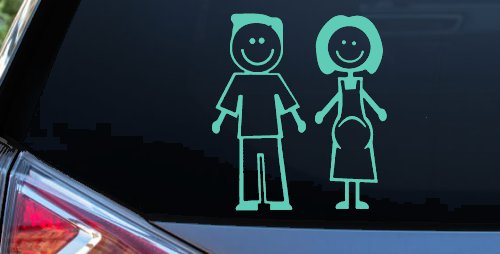 Expecting Family Stick Family Car or Truck Window Decal Sticker (Mint)