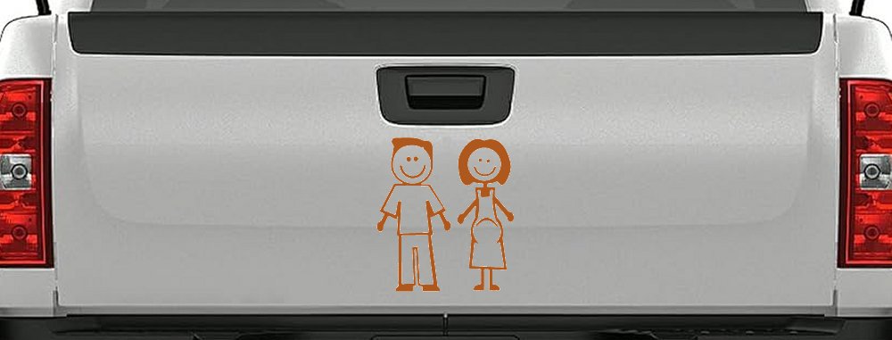 Expecting Family Stick Family Car or Truck Window Decal Sticker (Nut Brown)