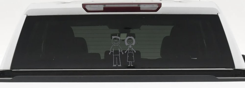 Expecting Family Stick Family Car or Truck Window Decal Sticker (Silver)