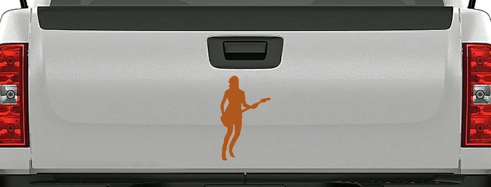 Guitar Player Decal for Car Truck Window | Music Lover Vinyl Sticker (Nut Brown)