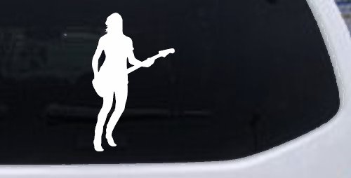 Guitar Player Car or Truck Window Decal Sticker (White)