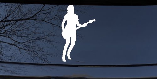 Guitar Player Decal for Car Truck Window | Music Lover Vinyl Sticker (White)