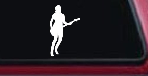 Guitar Player Car or Truck Window Decal Sticker (White)
