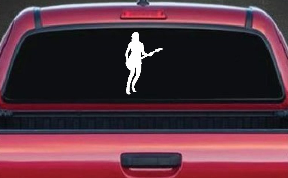 Guitar Player Car or Truck Window Decal Sticker (White)