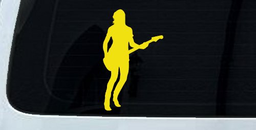 Guitar Player Car or Truck Window Decal Sticker (Yellow)