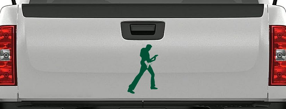 Guitar Player Car or Truck Window Decal Sticker (Dark Green)