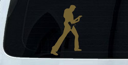 Guitar Player Car or Truck Window Decal Sticker (Gold)