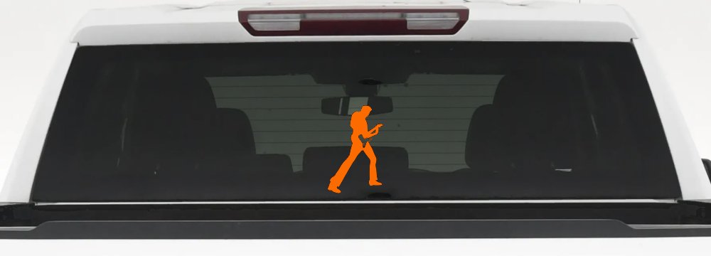 Guitar Player Car or Truck Window Decal Sticker (Orange)