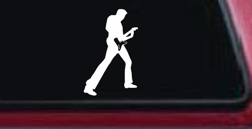 Guitar Player Decal for Cars Trucks Windows Vinyl Sticker (White)