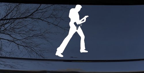 Guitar Player Car or Truck Window Decal Sticker (White)