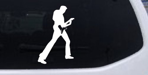 Guitar Player Car or Truck Window Decal Sticker (White)